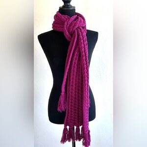 NWT Gap Fuchsia Pink/Purple Chunky Knit Cotton Cozy Warm Long Scarf 82”x 8”